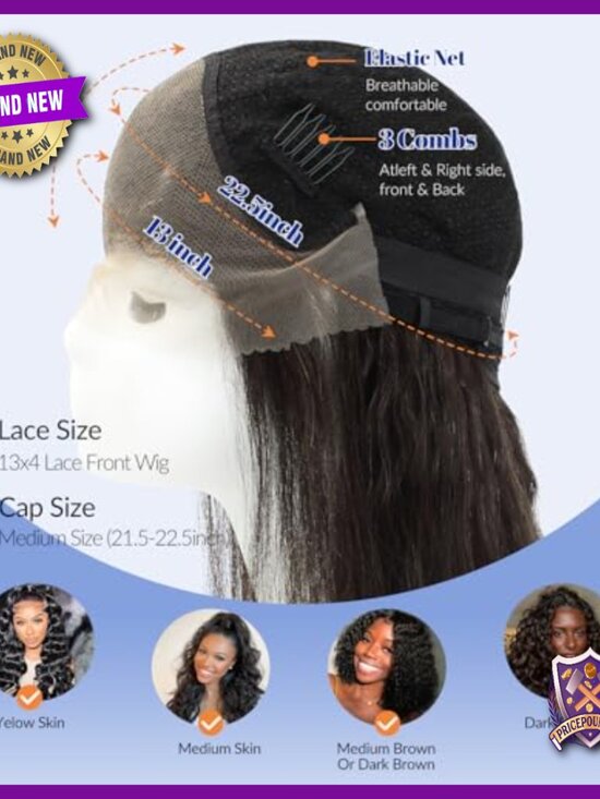 13x4 Lace Front Human Hair Wig 14 Inch Natural Wave Glueless 120g